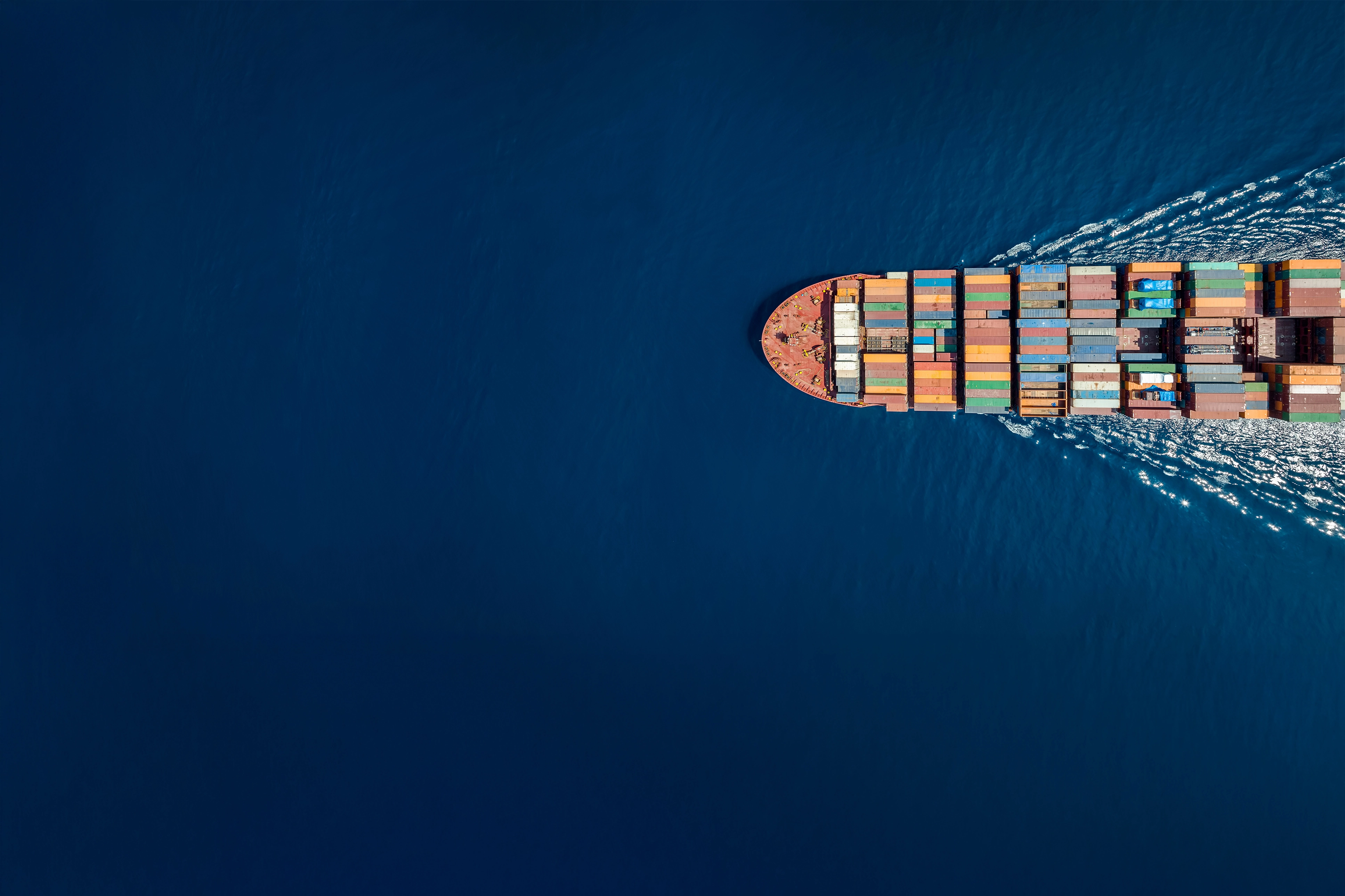 Cargo ship aerial view